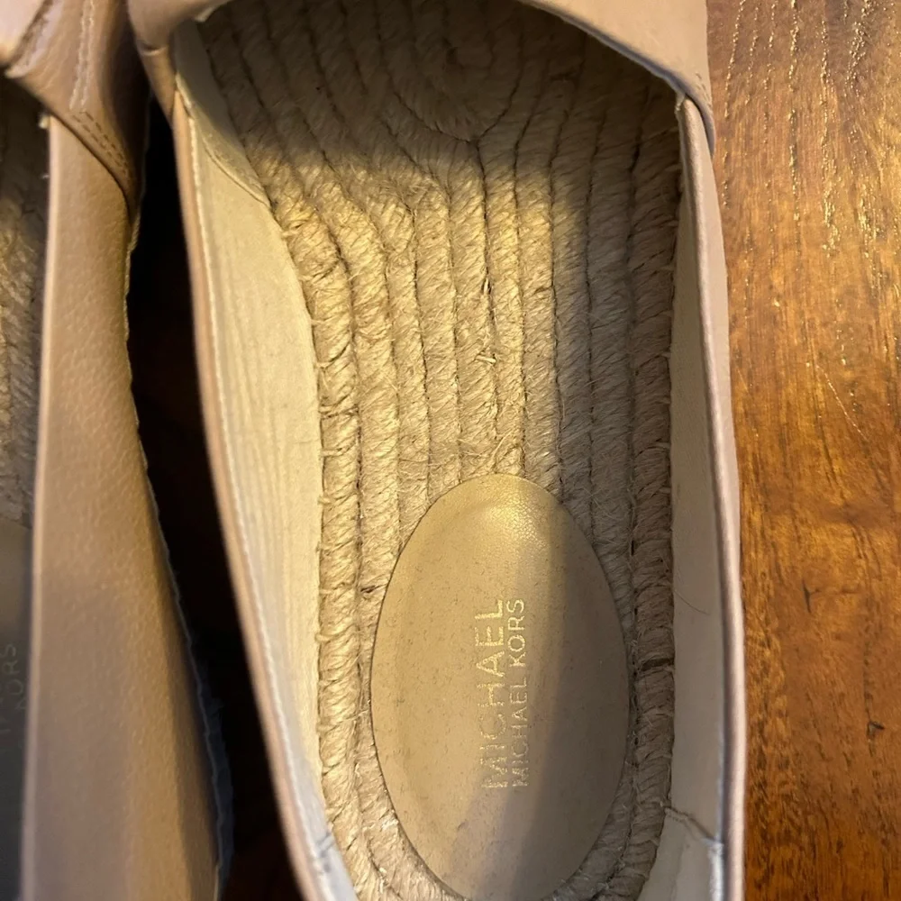 Michael Kors Pink & Black Leather Kendrick Toe Cap Espadrilles Slip On S…